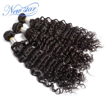 hot sale new star hair Brazilian deep wave virgin hair extentions 3 pieces/lot one donor unprocessed high quality human hair