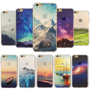 Phone case For Apple iPhone 5 5s Mountain Ocean Boat Natural Scenery Painted Soft Sillicon Transparent TPU Cellphone back cover