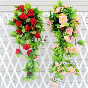 2.45m Artificial Rose Garland Silk Vine Flower Plant Garlands Ivy Home Wedding Garden Floral Decoration