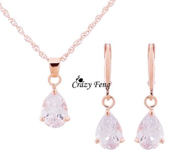 Luxury Jewelry Set Newest Trendy Womens/Girls Gold Plated Cubic Zircon Earrings Necklace Jewelry Sets Fashionable Women Sets