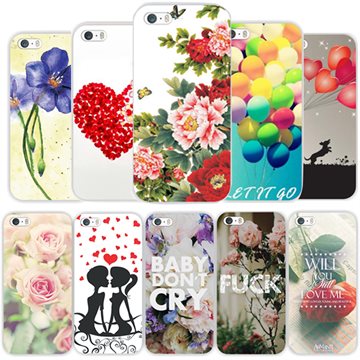 Transparent Edge Romantic Flowers Printed Hard PC Protect Back Skin Cover Case For IPhone 5 5s Free shipping WHD1408 1-20