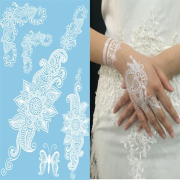 1pc Trendy Color Feathers Jewel Body Painting White Henna Paste Arabic Indian Lace Flash Body paint Tatto Glitter