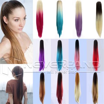 New Arrival 21 Girl Women Long Straight Synthetic Hair Pony Tail Claw Ponytail Hair Extension Ombre Tress of False Hair B20