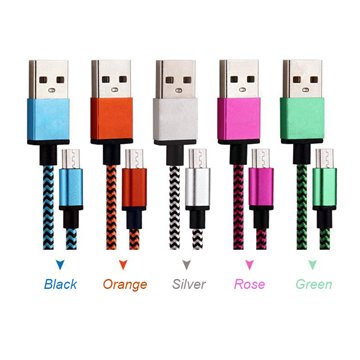 1m Nylon Line and Metal Plug Micro USB Cable Cord Data Sync Charging for Samsung Galaxy S6 Edge S4 A7 HTC M8 Sony Z3 Huawei