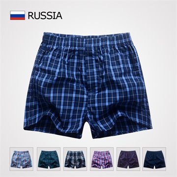 Mens Underwear Boxers Shorts Cueca Cotton Underpants Male High Quality Brands Plaid Loose Comfortable Home Panties Plus Size 3XL