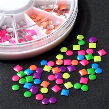 DIY 6 Colors 2-3mm Neon Rivet Round Square Metallic Studs Rhinestone Fashion 3d Nail Art Decoration Free Shipping