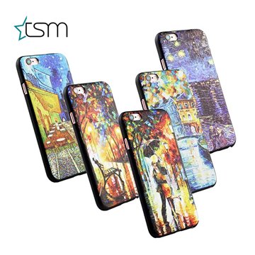 TSM For Iphone 6 6s plus 5 5s 4 4s Vintage Art Phone Case Floral Plant,Vincent Van Gogh Starry Sky Oil Painting Black Case