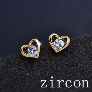 Recommendation Wholesale New Fashion real 18K gold filled with CZ zircon heart stud Valentines Day gift for women girl E2517
