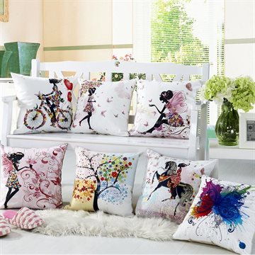 RUBI decorative throw pillows cushions without insert digital printing flower fairy bike butterfly almofadas housse coussin