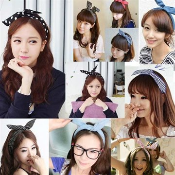 Fashion Hair Accessories Lovely Bunny Ear Elastic Spots Decorated Rubber Hairbands 20 Colors Headwear-0050