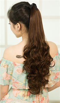 Free shipping 18inch 45cm 90g/pcs Fashion Ponytail Hairpieces Wavy/Curly Hair Synthetic Ponytail Hair Extension 6 Colors MW-1008