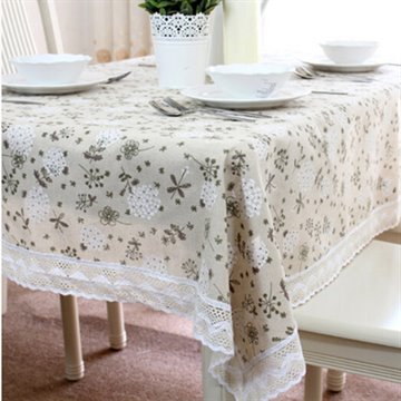 New arrivals dandelion cotton Linen table cloth for rectangular table cover cloth with lace edge more fashion hot sale
