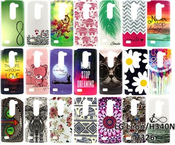 Case For LG Leon Covers 2015 Wholesale Cartoon Cute Graffiti Owl Elephant Bear Flowers Feathers Soft TPU Back Covers Phone Case