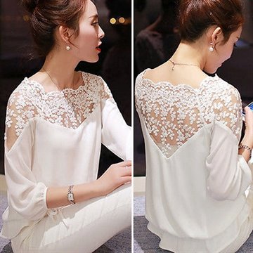 Womens Ladies Long Sleeve Loose Chiffon Blouse Casual Tops Fashion Blouse