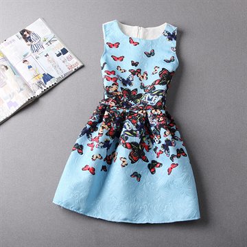 vestidos Women vestido Dresses Summer Round Neck Florals Print Pleated Dress sexy dress cute Retro Feminina Casual Dresses LW071