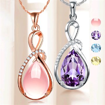 2015 Fashion Pendants Necklaces For Women Jewelry Classic Platinum/Rose Gold Plated Crystal Rhinestone Water Drop Charm Pendant
