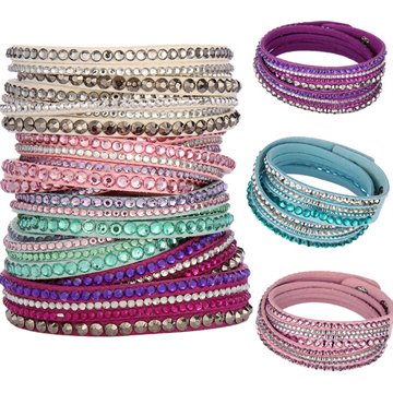 Hot Sale 2015 Fashion Rhinestone Leather Wrap Bracelet Crystal Multilayer Bracelets bangles for Women/Men Free Shipping
