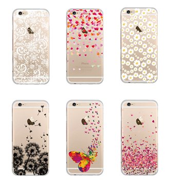 Butterfly Daisy Love Heart Lace Ultra Thin Transparent Soft TPU Phone Case Back Cover for Apple iPhone 5S 6 6S 6Plus Funda Coque