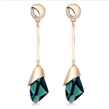 2016 Brand Fine Jewelry Romantic Austrian Green Crystal Earrings 18k Gold Plated Birthday Gift Long Earrings For Women