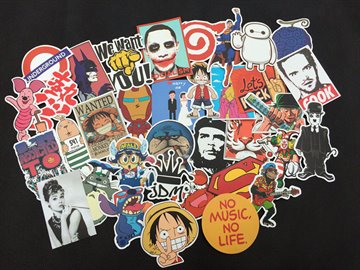 Free shipping 100 pcs all different water proof uv proof car sticker ,cartoon sticker