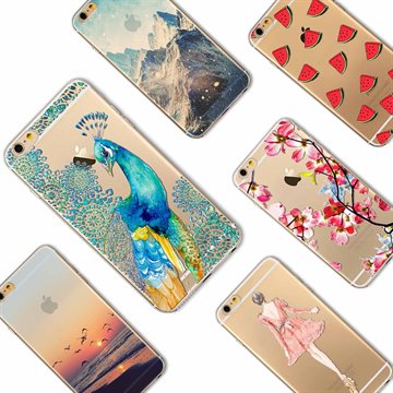 6/6s Animals Painted TPU Transparent Case For Iphone 6 6s Slim Back Protect Skin Rubber Phone Cover TPU Silicone Gel Case
