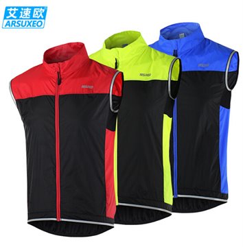 ARSUXEO Men Cycling Vest MTB Bike Bicycle Breathable Windproof Vest Waterproof Clothing Sleeveless Cycling Jacket