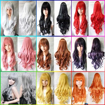 80cm long wavy black white pink 12colors anime cosplay party wigs, cheap quality lolita girl synthetic hair costume peruca wig