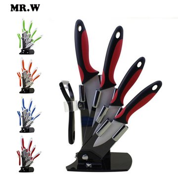5 Colors Kitchen Ceramic Knife High Quality Cooking Knife Set 3 inch+4 inch+5 inch+6 inch+peeler + Acrylic Holder Cuchillo