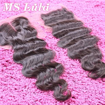 Free shipping Human hair brazilian virgin hair body wave lace closure 4X4 size full and thick Free parting Middle Parting