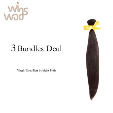 7A WoWigs Virgin Brazilian Hair 3Pcs Lot, Virgin Human Hair Weave Bundles Straight Brazilian Virgin Hair Extension Wholesale