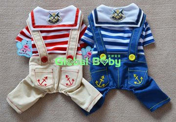 High Quality 100% Cotton Striped Dog Pet Bib Jumpsuits Rompers Clothes