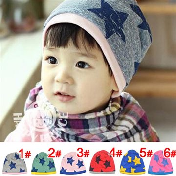 Free Shipping Big Five Star Cotton Beanie Hats Skull Cap For 1-4 Years Toddler Infant Baby Winter Children Warm Accessories
