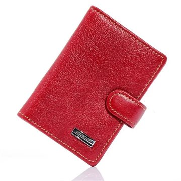 New Unisex Mens Womens Red Real Genuine Leather Card Holders Clutch ID Credit Card Bussiness Card Slots Standard Protector Bag
