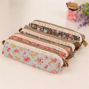 Vintage Flower Floral Lace Pencil Pen Case Cosmetic Makeup Bag Pouch Holder Women Cosmetic Bags Fresh purse Free Shipping