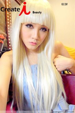 lady gaga blonde half long straight synthetic party cos wig,65cm bang in a line daily hair.Free shipping