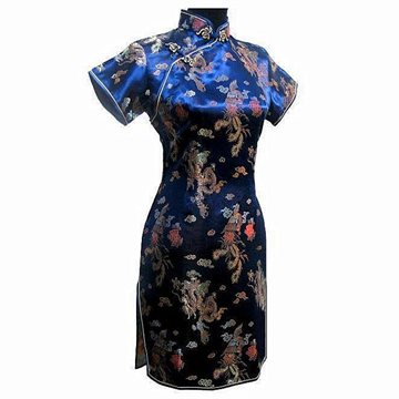 Special Offer Navy Blue Chinese Womens Mini Cheongsam Qipao Dress ropa mujer Dragon Phenix Size M L XL XXL 3XL 4XL 5XL 6XL J3093