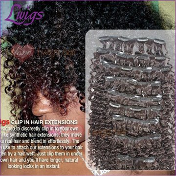 9pcs 100% Brazilian Human hair Deep curly clip in hair extensions 120g/ Free shipping deep curly clip on hair extension 1pc alot