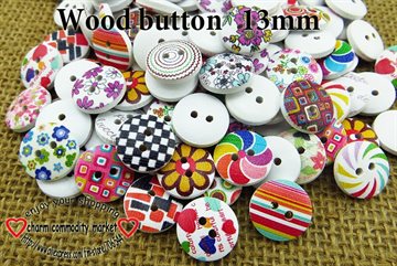 100pcs 13MM MIXED shirt painting wooden buttons for sewing clothes button acceesory MCB-763