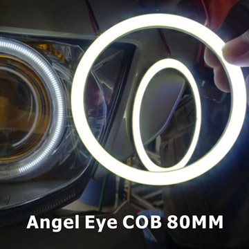 2x80mm COB Angel Eye LED Chip Car Light Super Brightness Waterproof Auto Headlight Fog Car LED Lighting 2 COB light+2 Lampshades