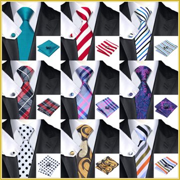 40 Style Tie hanky cufflink Sets 2015 Fashion 100% Silk Neckties Ties for mens gravata For Wedding Party Business Free Shipping