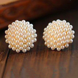 Free Shipping $10 (mix order) New Fashion Vintage Korean Full Pearl Peach Heart Earrings E467 Jewelry