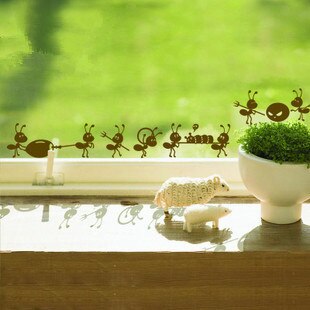 P2054 Furnishings wall stickers cartoon decoration glass stickers free shipping, ant on Mirror Window Stickers Home Decoration