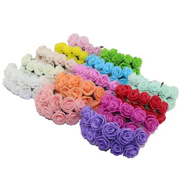 Sale!!! 2.cm head Multicolor PE rose foam mini flower Bouquet solid color/Scrapbooking artificial rose flowers(144pcs/lot)