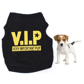 Pet Dog Puppy Black Cotton Blend T-Shirt VIP Pattern Vest Teddy Clothes